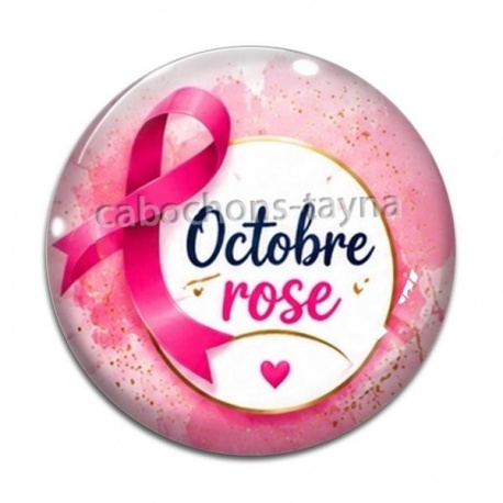 Cabochon Verre - octobre rose