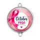Connecteur Cabochon Argent - octobre rose