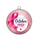 Pendentif Cabochon Argent - octobre rose