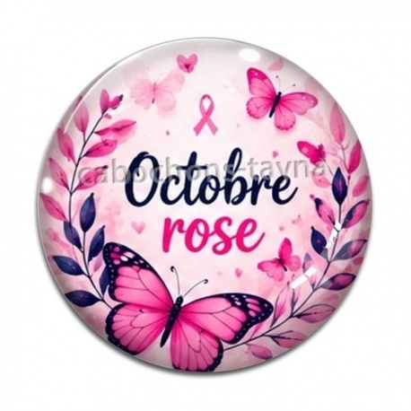 Cabochon Verre - octobre rose