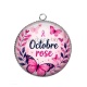 Pendentif Cabochon Argent - octobre rose