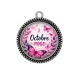 Pendentif Cabochon Argent - octobre rose