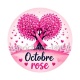 Octobre Rose cœur – Cabochon verre ou résine – Badge, porte-clés, magnet, miroir
