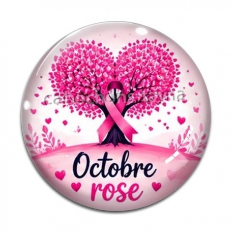 Cabochon Verre - octobre rose