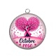 Pendentif Cabochon Argent - octobre rose