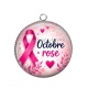 Pendentif Cabochon Argent - octobre rose