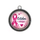 Pendentif Cabochon Argent - octobre rose