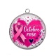 Pendentif Cabochon Argent - octobre rose