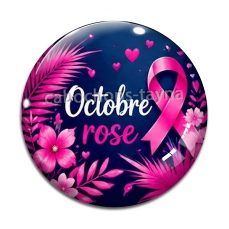 Cabochon Verre - octobre rose