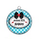 Pendentif Cabochon Argent - bonne fête maman
