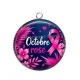 Pendentif Cabochon Argent - octobre rose
