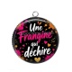 Pendentif Cabochon Argent - une frangine qui déchire
