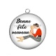 Pendentif Cabochon Argent - bonne fête maman