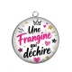 Pendentif Cabochon Argent - une frangine qui déchire