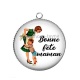 Pendentif Cabochon Argent - bonne fête maman