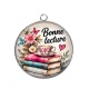 Pendentif Cabochon Argent - bonne lecture