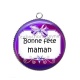 Pendentif Cabochon Argent - bonne fête maman