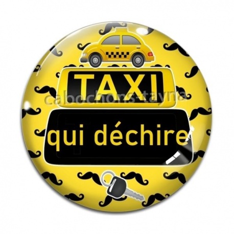 Cabochon Verre - taxi qui déchire