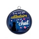 Pendentif Cabochon Argent - je ne suis pas célibataire j'ai un chat
