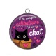 Pendentif Cabochon Argent - je ne suis pas célibataire j'ai un chat