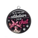 Pendentif Cabochon Argent - je ne suis pas célibataire j'ai un chat