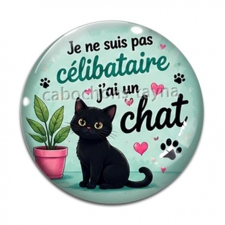 Cabochon Verre - je ne suis pas célibataire j'ai un chat
