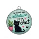 Pendentif Cabochon Argent - je ne suis pas célibataire j'ai un chat