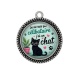 Pendentif Cabochon Argent - je ne suis pas célibataire j'ai un chat