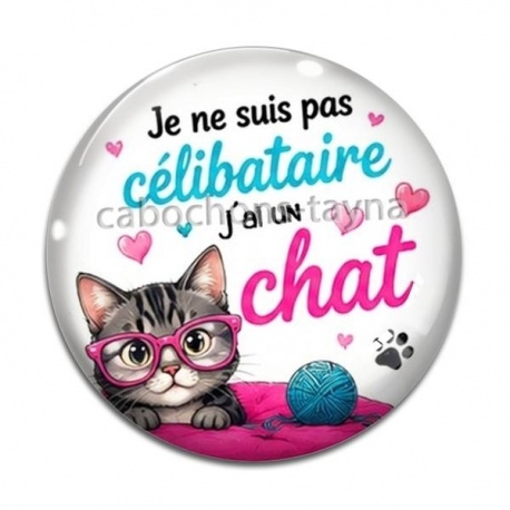 Cabochon Verre - je ne suis pas célibataire j'ai un chat