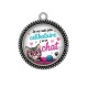 Pendentif Cabochon Argent - je ne suis pas célibataire j'ai un chat