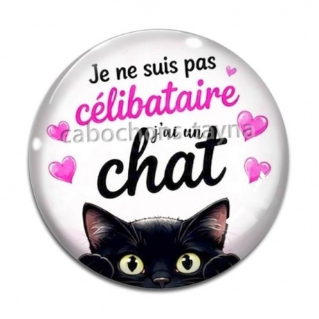 Cabochon Verre -  je ne suis pas célibataire j'ai un chat
