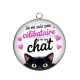 Pendentif Cabochon Argent -  je ne suis pas célibataire j'ai un chat