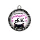 Pendentif Cabochon Argent -  je ne suis pas célibataire j'ai un chat