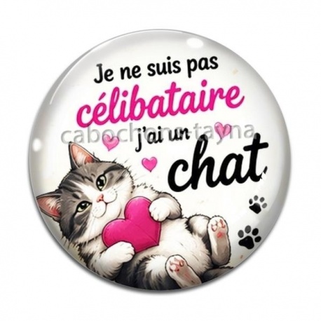Cabochon Verre -  je ne suis pas célibataire j'ai un chat