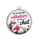 Pendentif Cabochon Argent -  je ne suis pas célibataire j'ai un chat