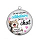 Pendentif Cabochon Argent -  je ne suis pas célibataire j'ai un chat