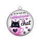Pendentif Cabochon Argent -  je ne suis pas célibataire j'ai un chat