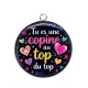 Pendentif Cabochon Argent - tu es une copine au top du top