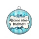 Pendentif Cabochon Argent - bonne fête maman