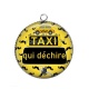 Pendentif Cabochon Argent - taxi qui déchire