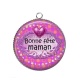 Pendentif Cabochon Argent - bonne fête maman