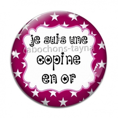 Cabochon Verre - unr copine en or