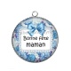 Pendentif Cabochon Argent - bonne fête maman
