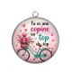 Pendentif Cabochon Argent - tu es une copine au top du top