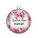 Pendentif Cabochon Argent - bonne fête maman