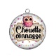 Pendentif Cabochon Argent - chouette connasse