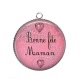 Pendentif Cabochon Argent - bonne fête maman
