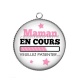 Pendentif Cabochon Argent - maman en cours 