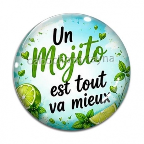 Cabochon Verre - un mojito est tout va mieux