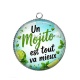 Pendentif Cabochon Argent - un mojito est tout va mieux